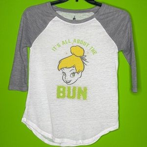 Disney Tinkerbell baseball style 3/4 sleeves